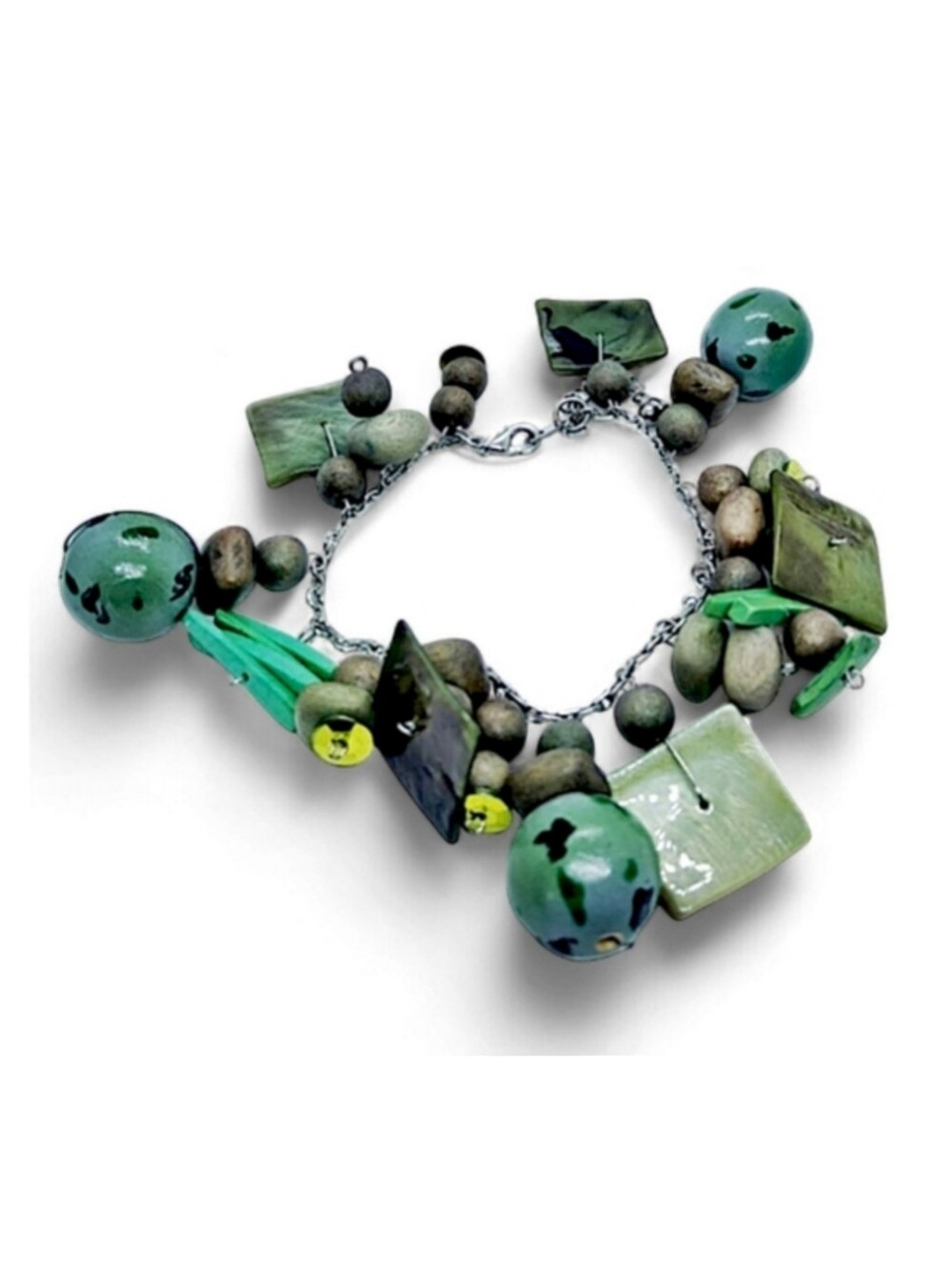 Bold, One-of-a-Kind Daring Style with Organic Shapes Multi-charm Bracelet NWOT